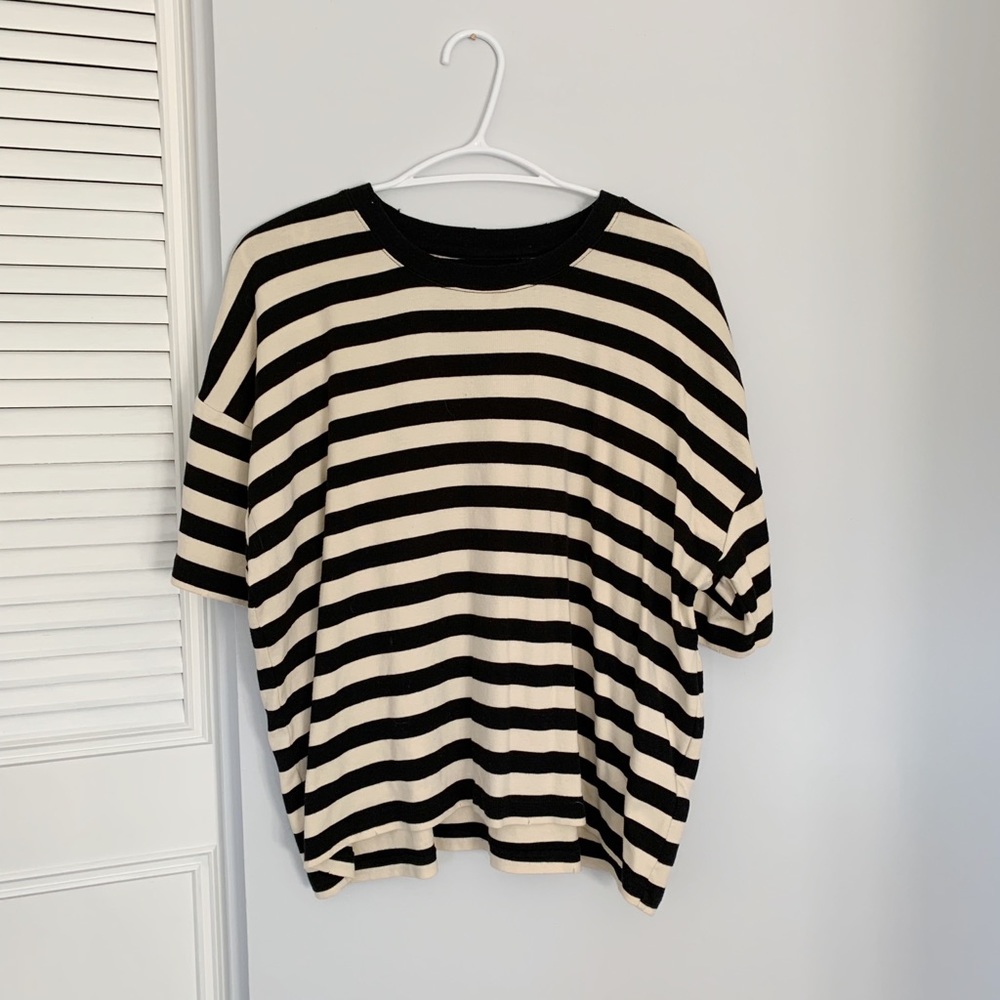 Current/Elliott The Roadie Tee in Beige and Black